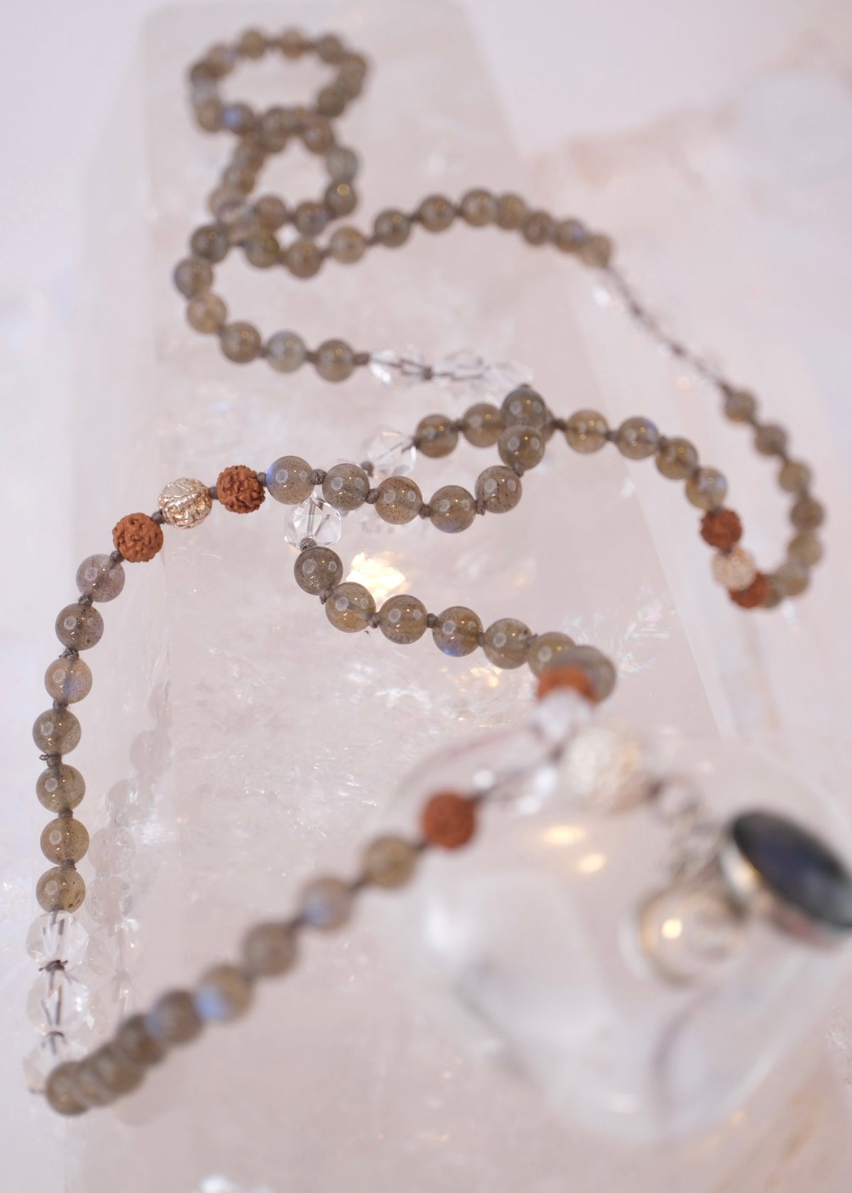 ORION STAR SEEDS Mala | Labradorite, Herkimer, Silver, Rudraksha | Made for Visionaries
