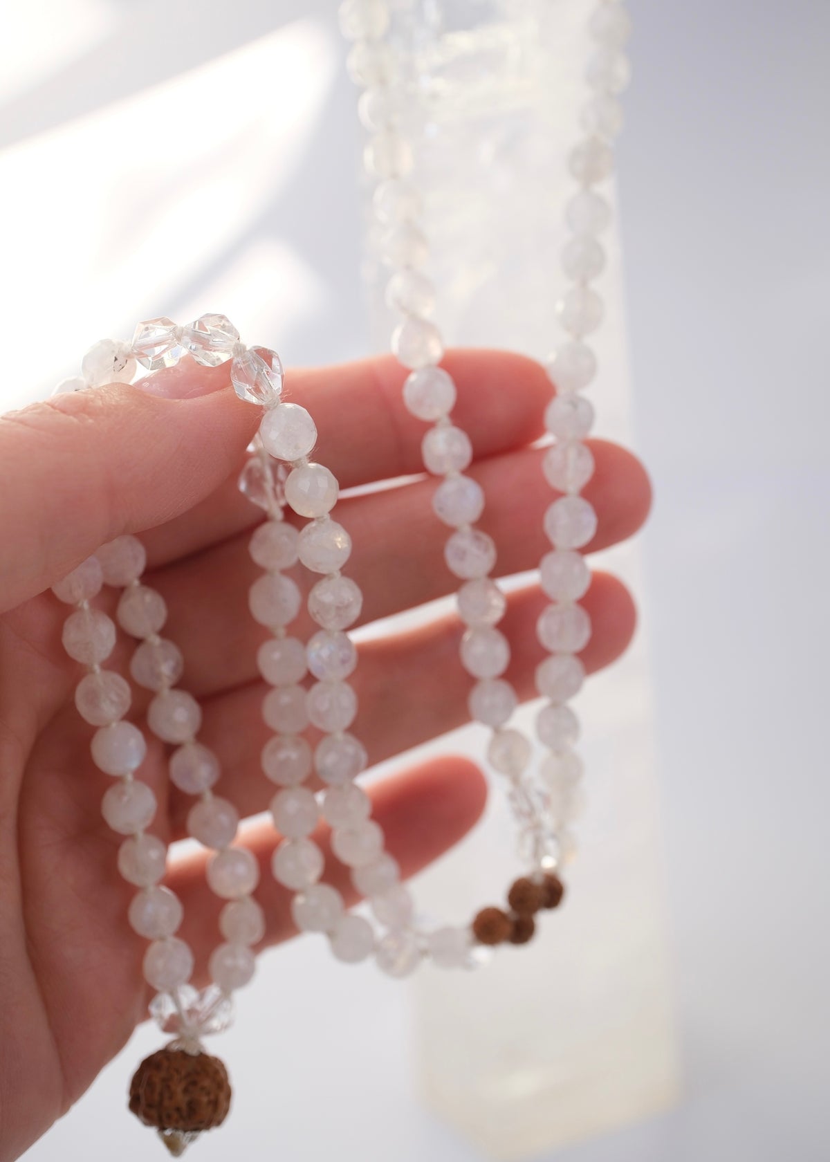 CHANDRA &#39;Moon&#39;s Blessings&#39; | Rainbow Moonstone, Herkimer, Rudraksha Mala