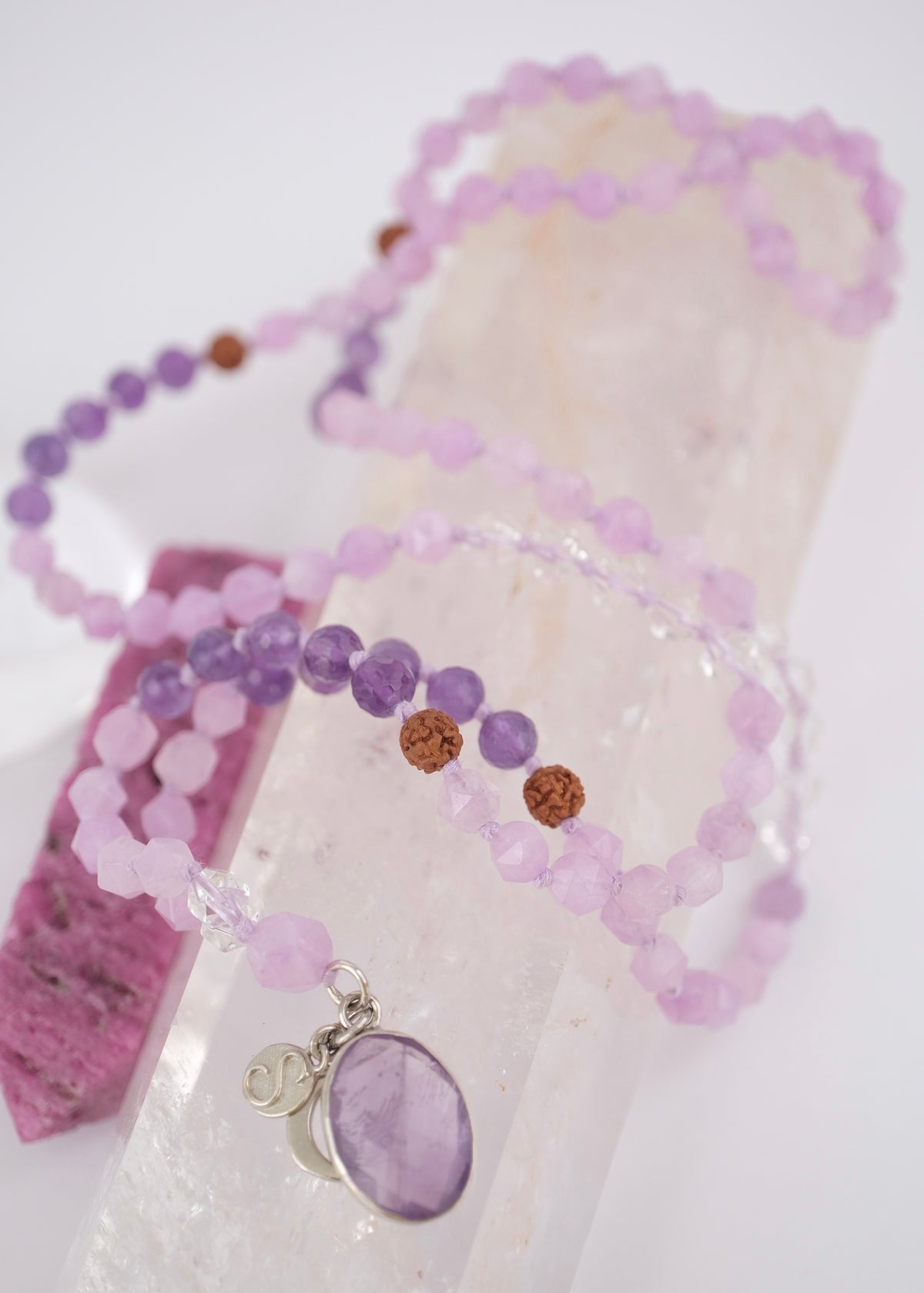 GODDESS of Light | Lavender Amethyst Herkimer Quartz Mala
