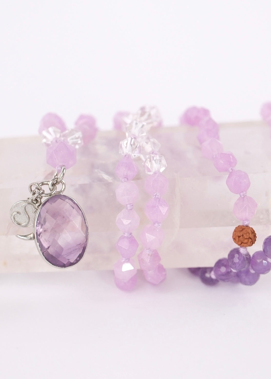 GODDESS of Light | Lavender Amethyst Herkimer Quartz Mala
