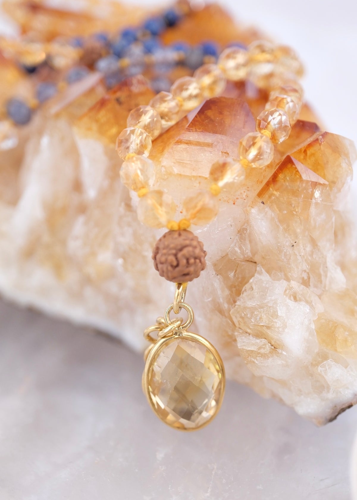 KARMA SIDDHI Success &amp; The Accomplishment of Purposeful Action Mala | Citrine, Iolite, Lapis, Herkimer, Rudraksha