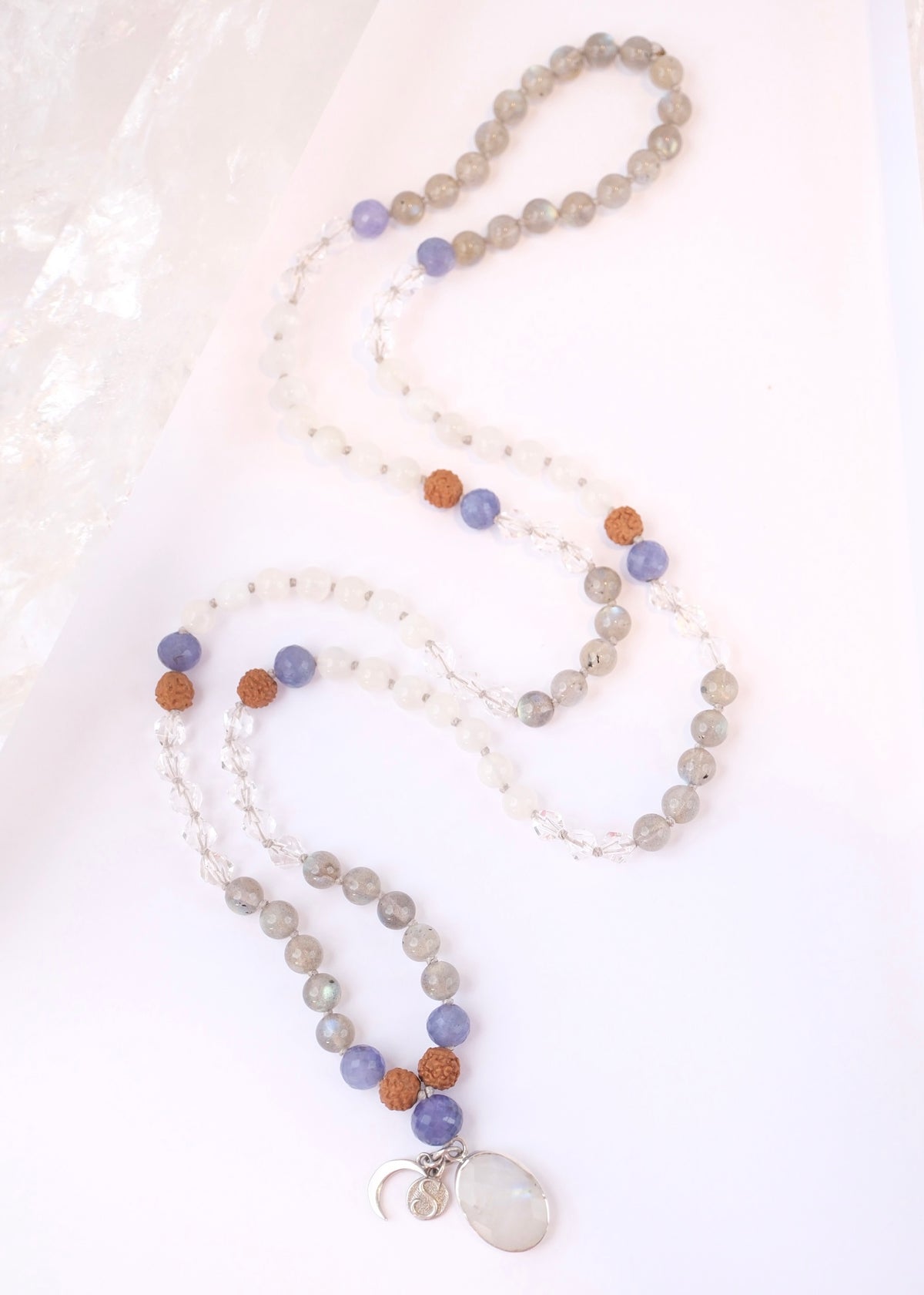 CHANDRASHEKHARA Crescent Moon (New Moon) | Tanzanite, Moonstone, Labradorite, Herkimer & Rudraksha