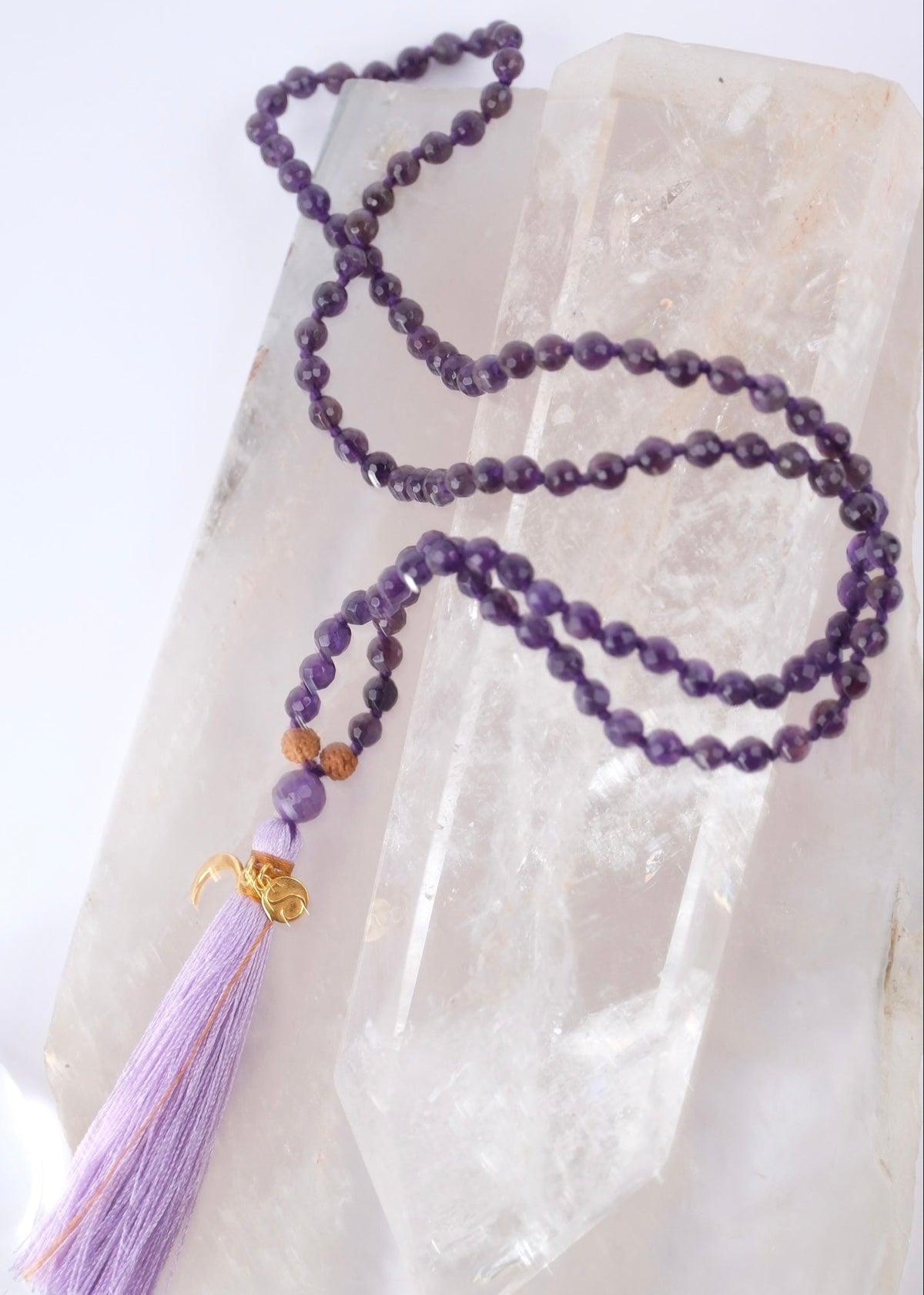 SANTOSHA Spirituality &amp; Contentment | Faceted Amethyst Mala