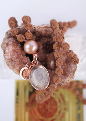 SRI VIDYA ‘Sacred Wisdom’ Mala | Sri Yantra, Pink Pearl, Rudraksha