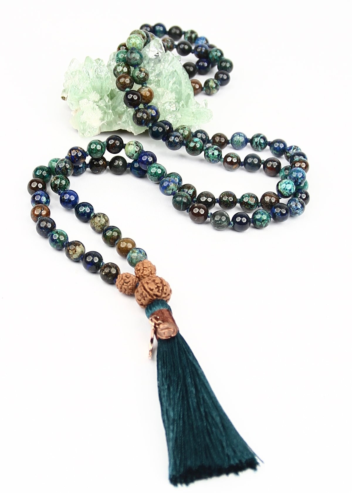 TEJASA Radiant Energy | Chrysocolla, Rudraksha Mala