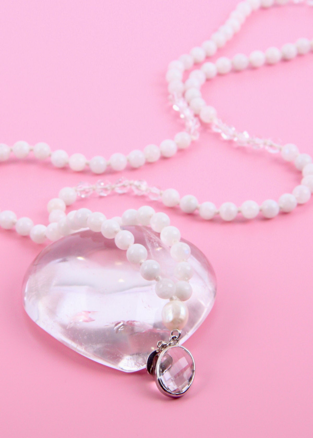 WHITE TARA Mala | with Moonstone, Pearl, Herkimer &amp; Quartz