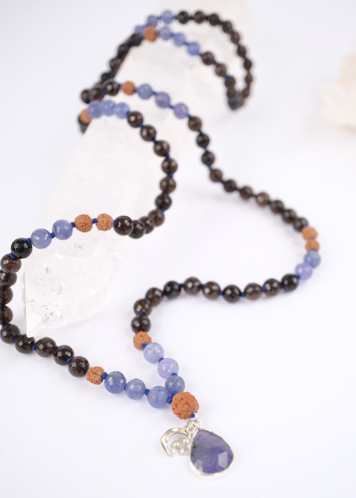 MAHADEV & the Third eye Mala | Tanzanite, Smoky Quartz & Rudraksha Mala