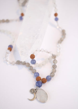 CHANDRASHEKHARA Crescent Moon (New Moon) | Tanzanite, Moonstone, Labradorite, Herkimer & Rudraksha