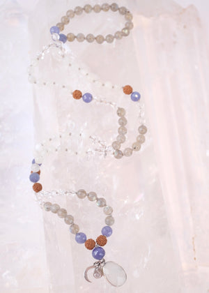 CHANDRASHEKHARA Crescent Moon (New Moon) | Tanzanite, Moonstone, Labradorite, Herkimer & Rudraksha