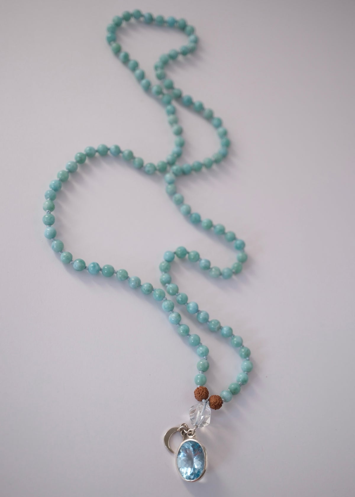 MANASAROVAR Many Treasures Mala | Larimar, Topaz