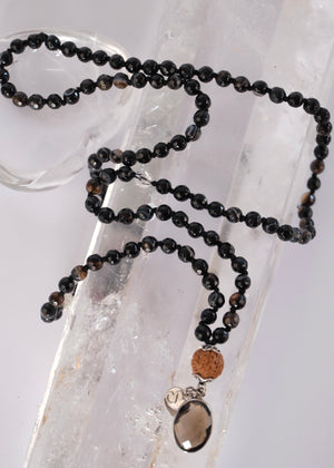 VAJRA ‘The Thunderbolt, Power to Push Through’ | Black Onyx, Smoky Quartz, Rudraksha