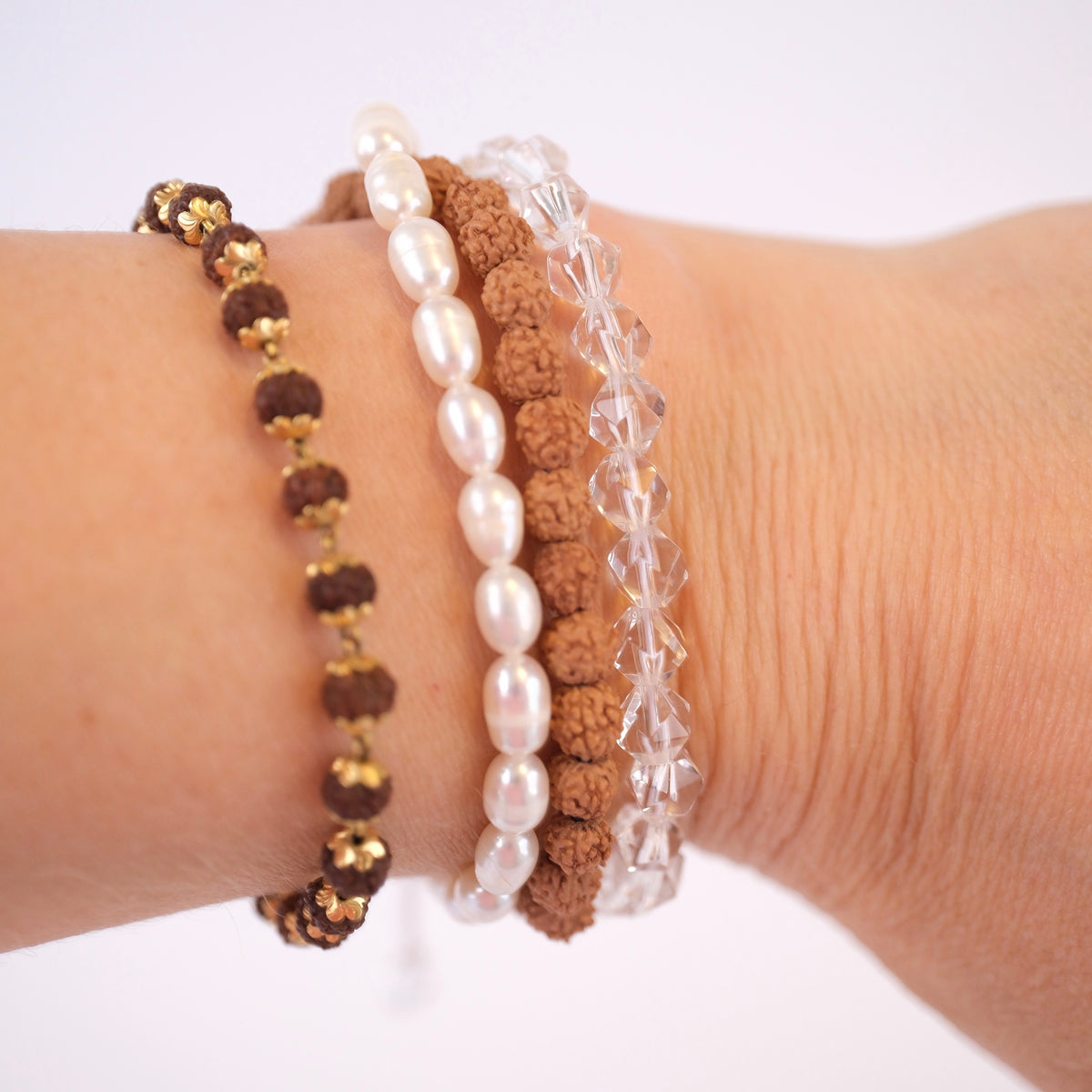 YOGA Bracelet | Pearl, Herkimer Quartz, Rudraksha