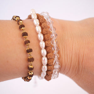YOGA Bracelet | Pearl, Herkimer Quartz, Rudraksha