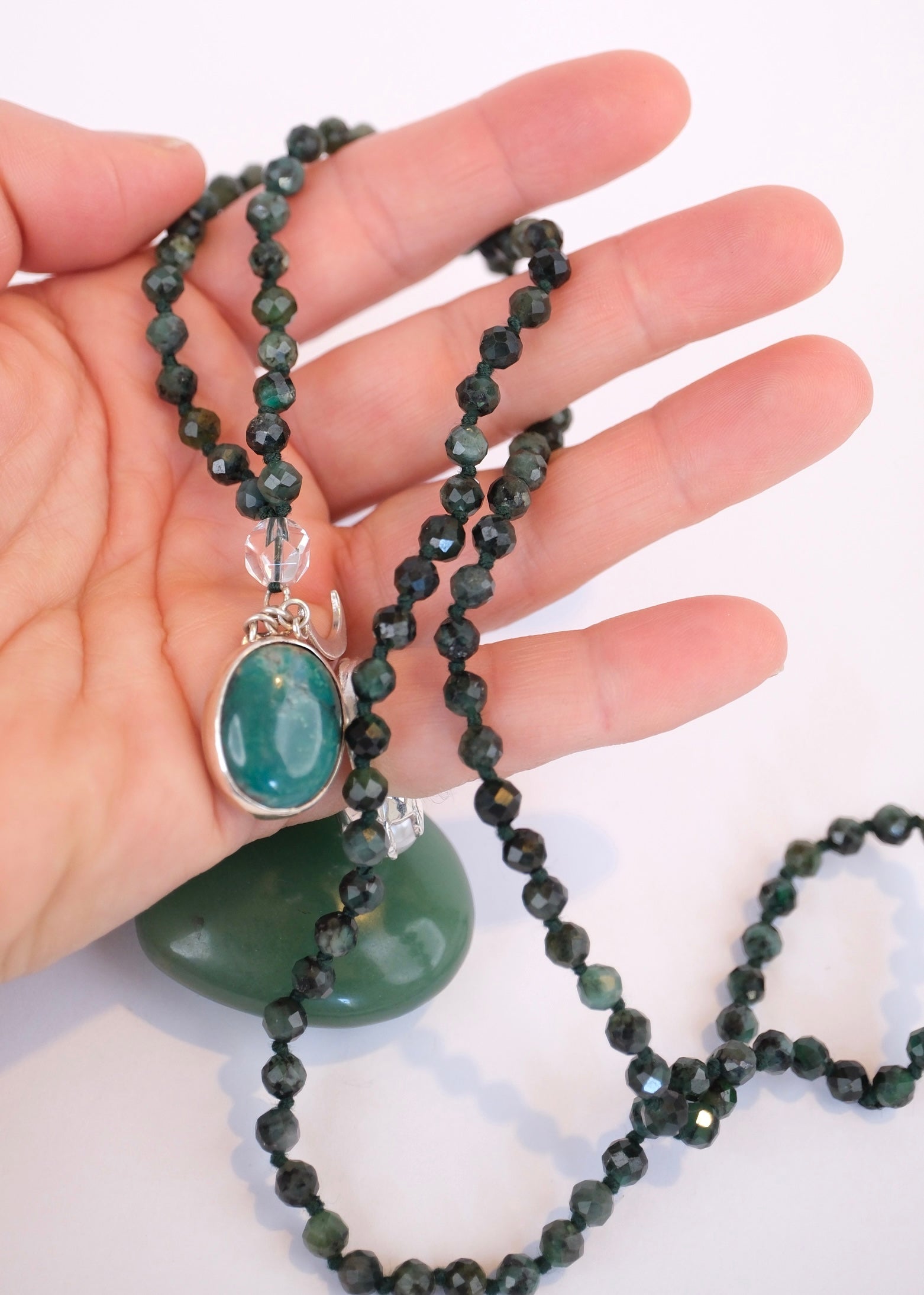 EKAANTA Mala | Finest Persian Turquoise Pendant and Emerald