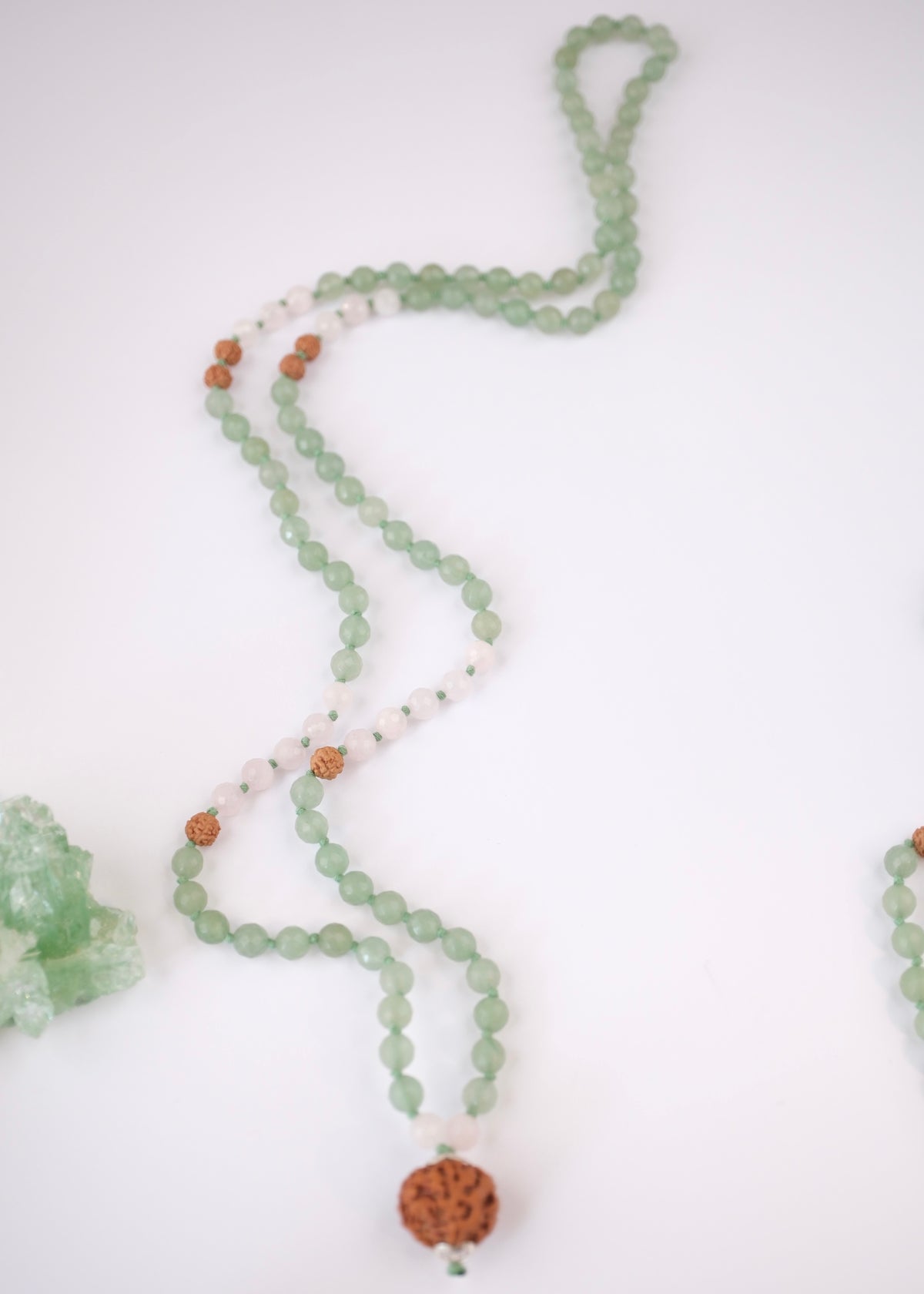 ANAHATA CHAKRA Heart Mala | Aventurine, Rose Quartz, Rudraksha
