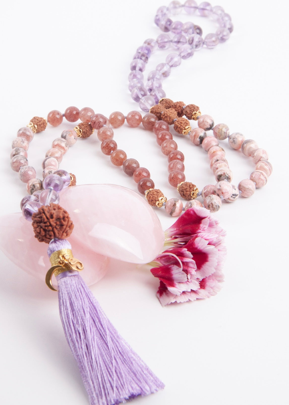 ANAND LAKSHMI Abundance, Divine Feminine Mala | Lakshmi Guru bead &amp; other profound rare crystals