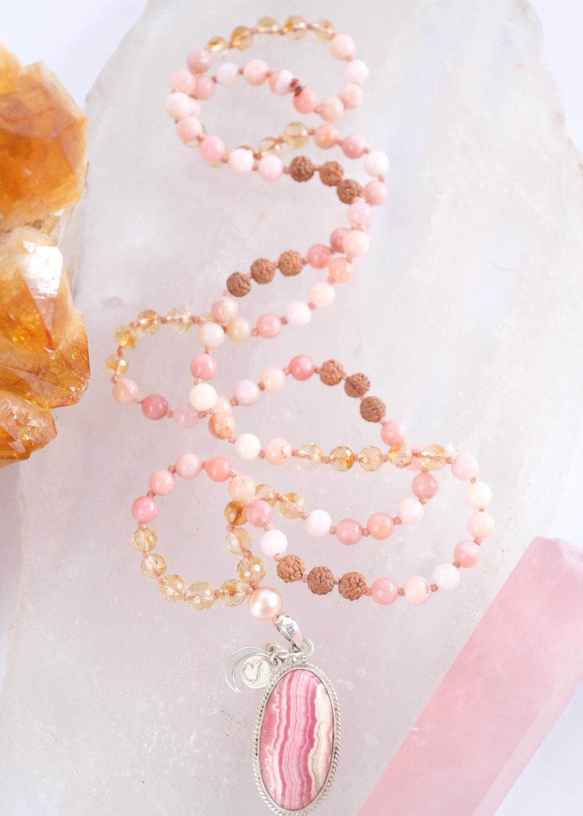 ATMA PREMA ‘The Sacred Self Love’ Mala | Rhodochrosite, Citrine, Pink Opal