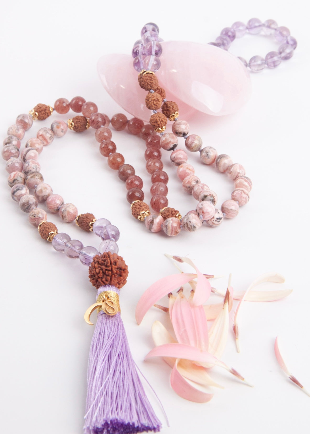 ANAND LAKSHMI Abundance, Divine Feminine Mala | Lakshmi Guru bead &amp; other profound rare crystals