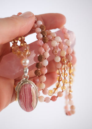 ATMA PREMA ‘The Sacred Self Love’ Mala | Rhodochrosite, Citrine, Pink Opal