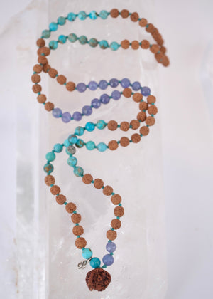 KEDAR Mala | Nepal Ganesh Rudraksha, Tanzanite, Turquoise