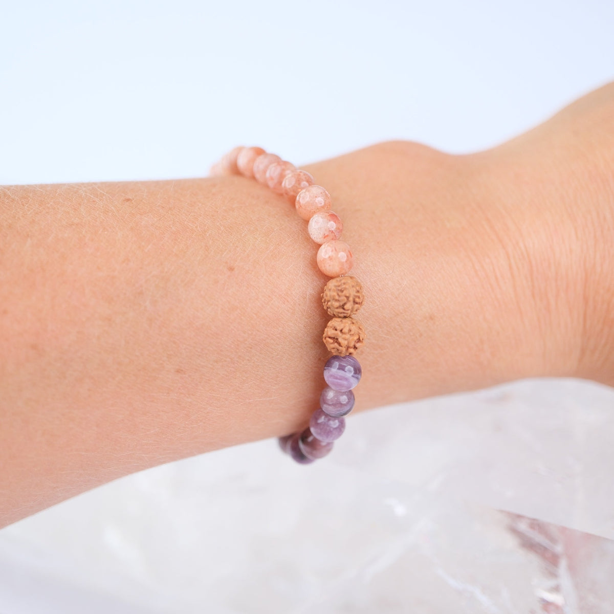 SANTOSH | Sunstone, Charoite, Rudraksha Bracelet