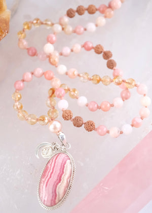 ATMA PREMA ‘The Sacred Self Love’ Mala | Rhodochrosite, Citrine, Pink Opal