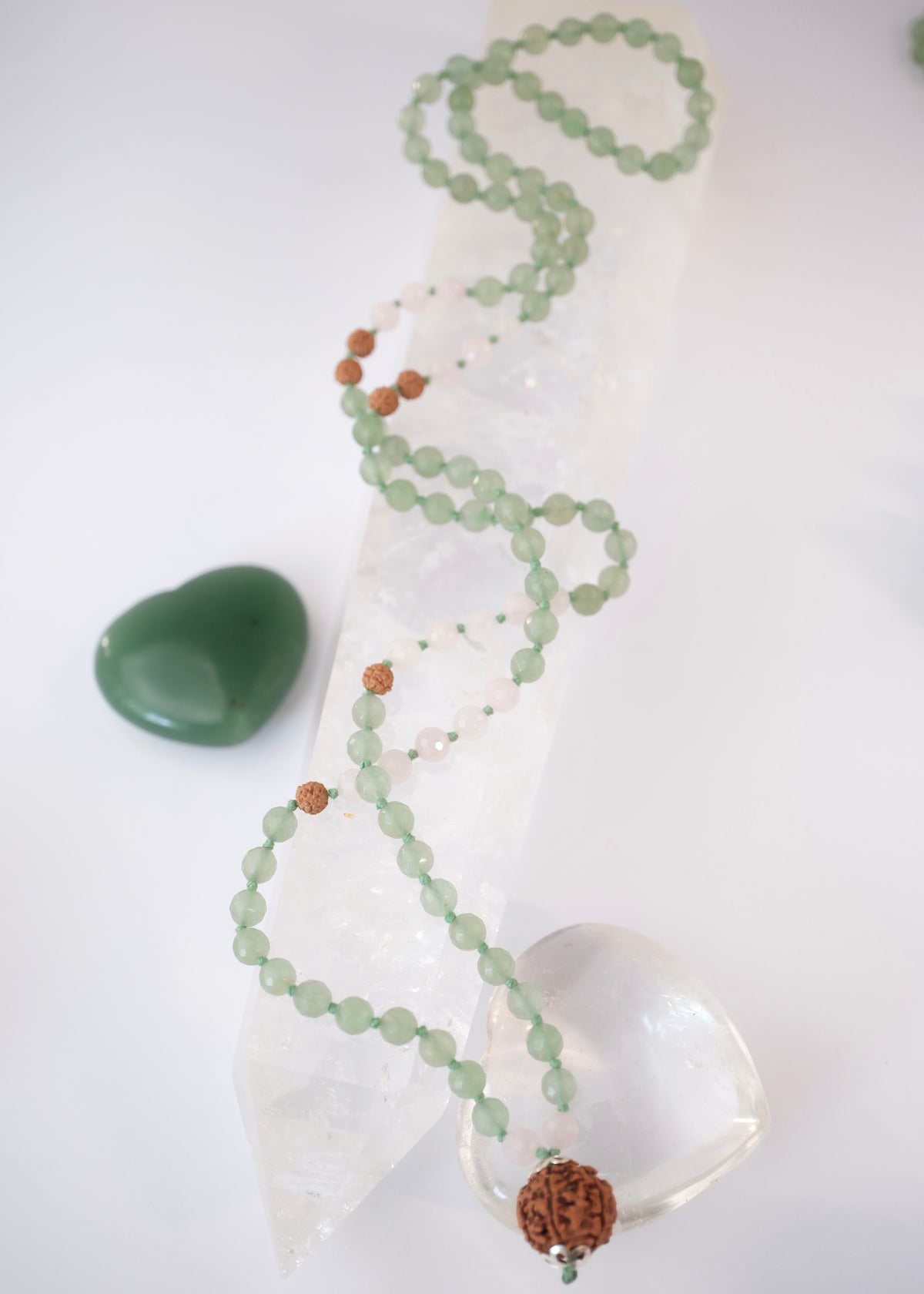 ANAHATA CHAKRA Heart Mala | Aventurine, Rose Quartz, Rudraksha