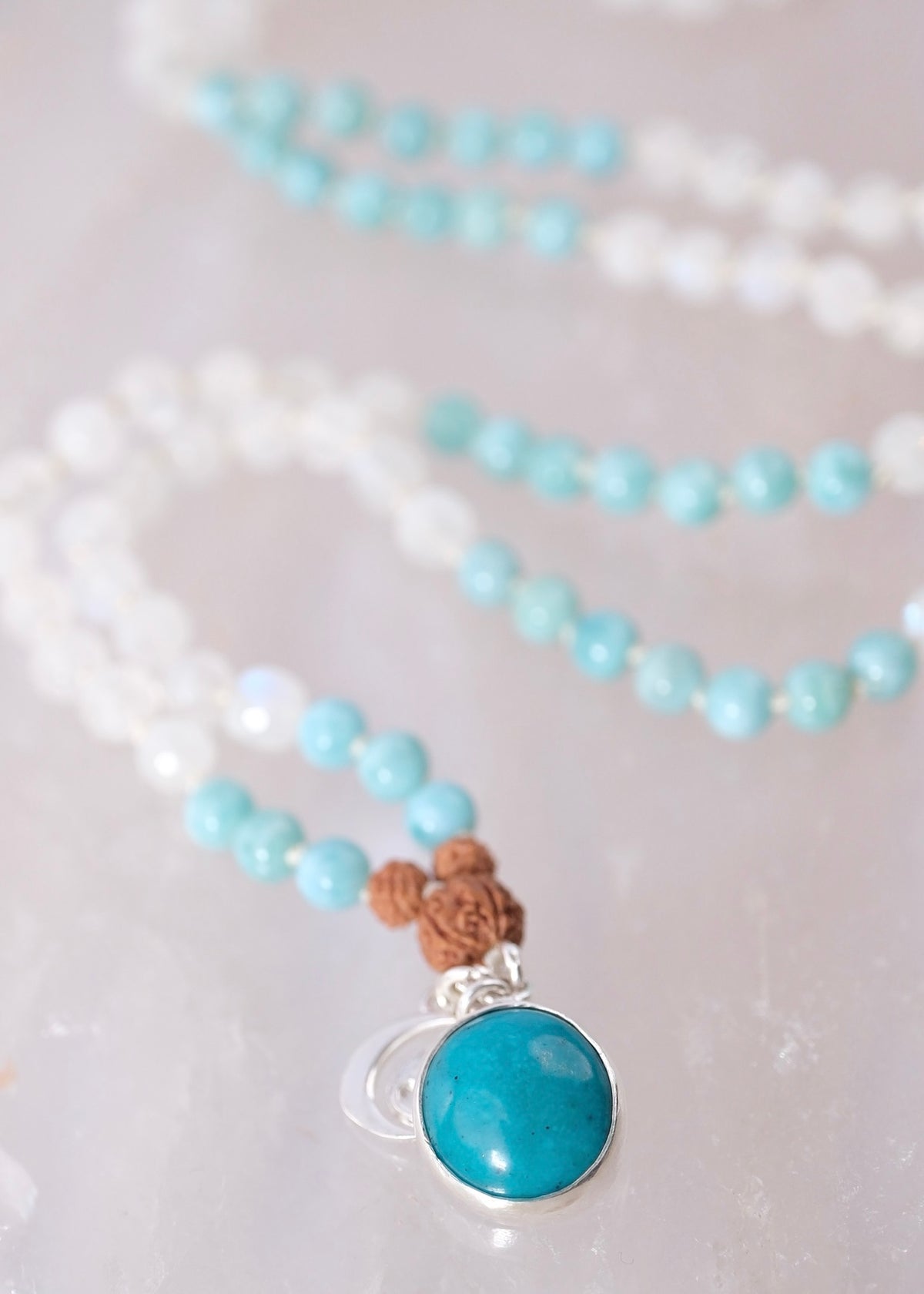 ATLANTIAN MALA | Larimar, Turquoise, Moonstone