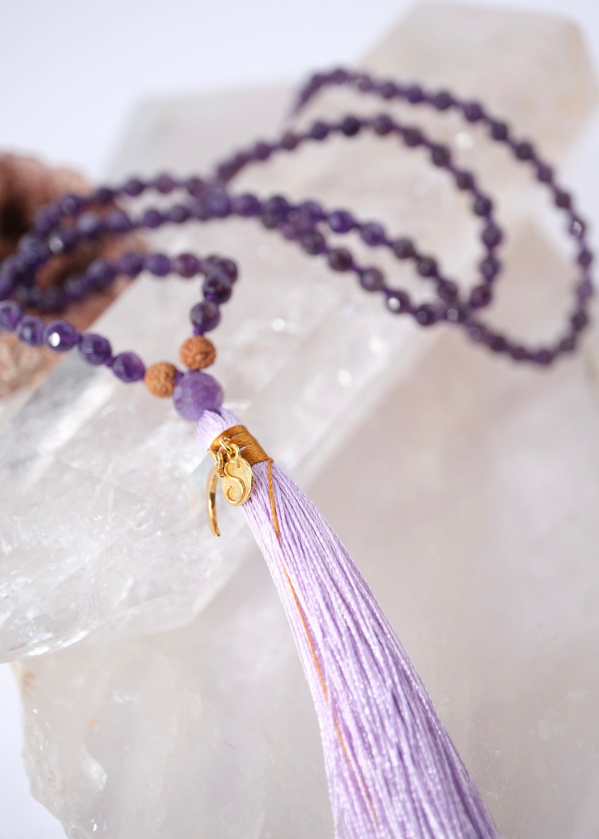 SANTOSHA Spirituality &amp; Contentment | Faceted Amethyst Mala