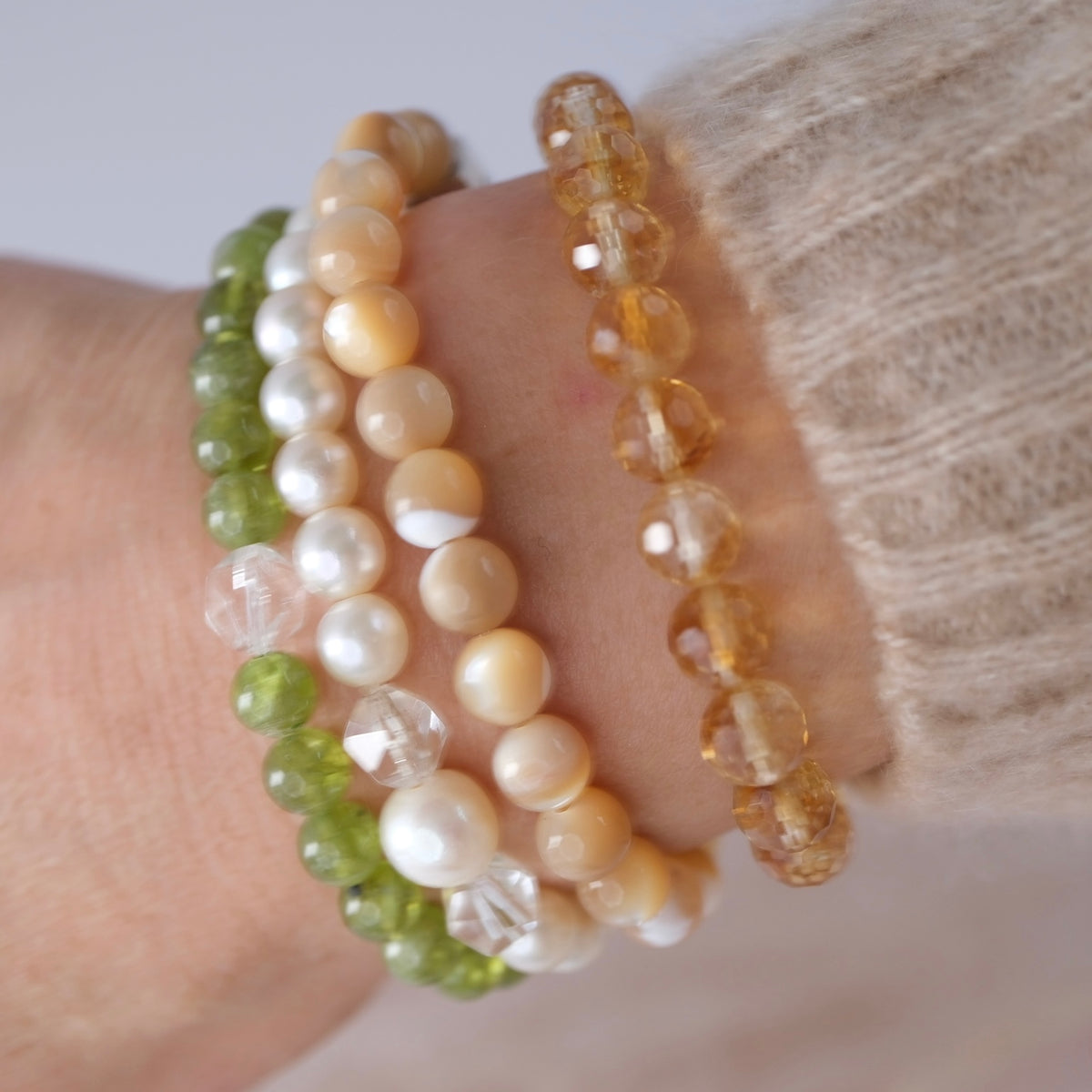 NECTRAR Peridot and Herkimer Bracelet