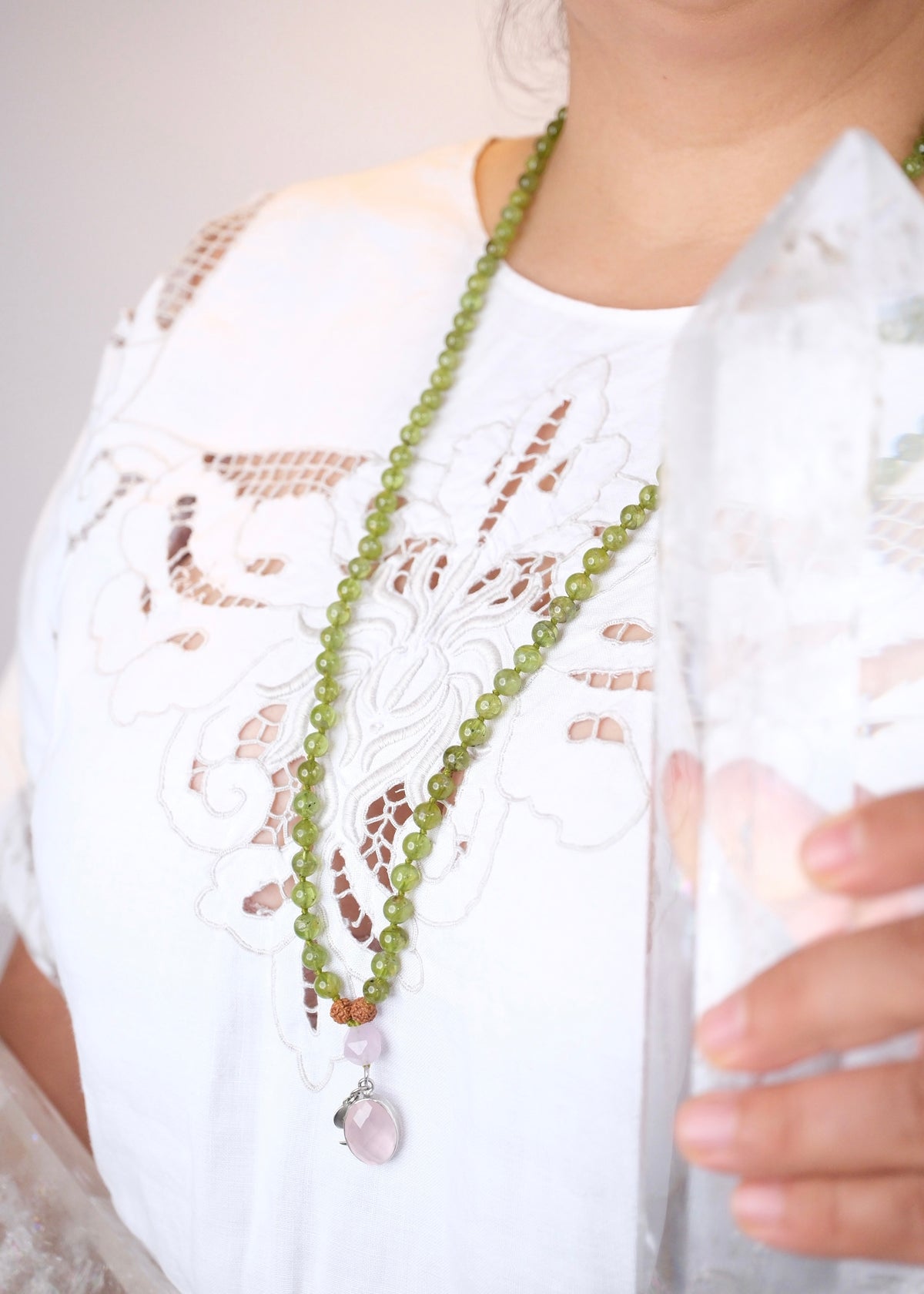 BHUVANESHWARI Goddess of the World Mala | Peridot, Lavender, Rose Quartz