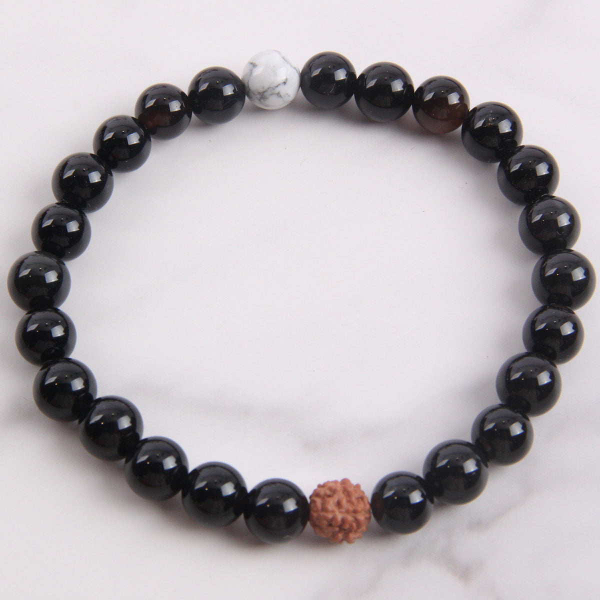 FORCE OF NATURE Mens Bracelet | Howlite, Obsidian, Rudraksha