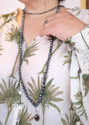 BHISHMA JI Great Knowledge Mala | Hematite & Smoky Quartz