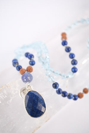 Archangel Raphael 'The Mala of Truth and Radiant Expression' | Topaz, Lapis Lazuli, Iolite, Rudraksha