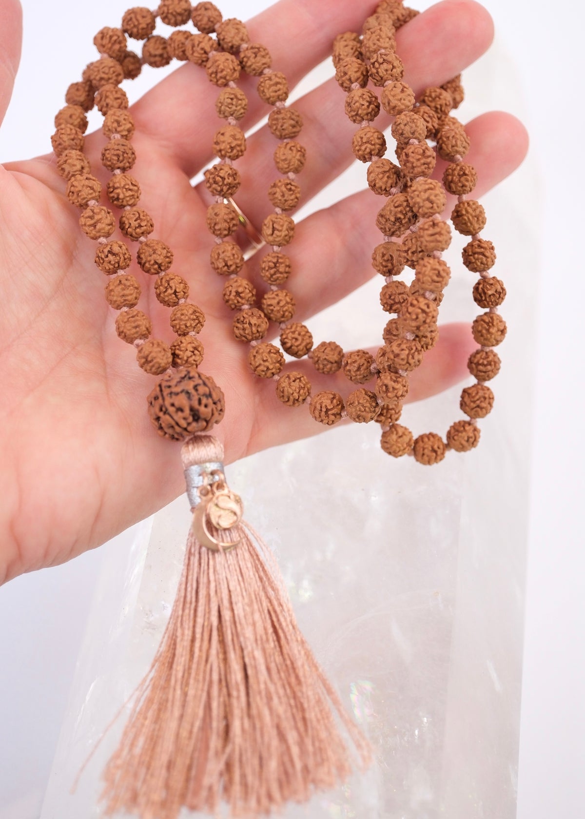 SATTVA Pure &amp; Positive Meditation Mala | Nepal 5 Mukhi Rudraksha Guru Bead