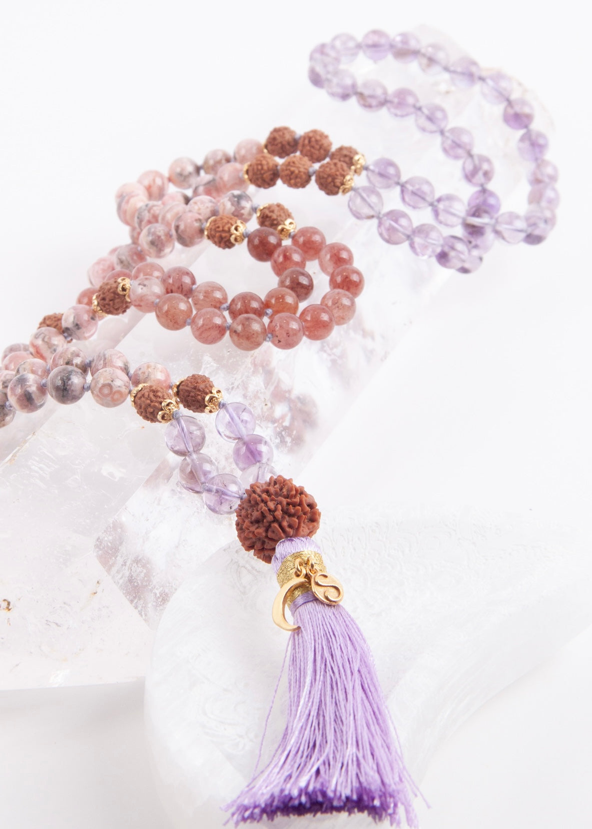 ANAND LAKSHMI Abundance, Divine Feminine Mala | Lakshmi Guru bead &amp; other profound rare crystals