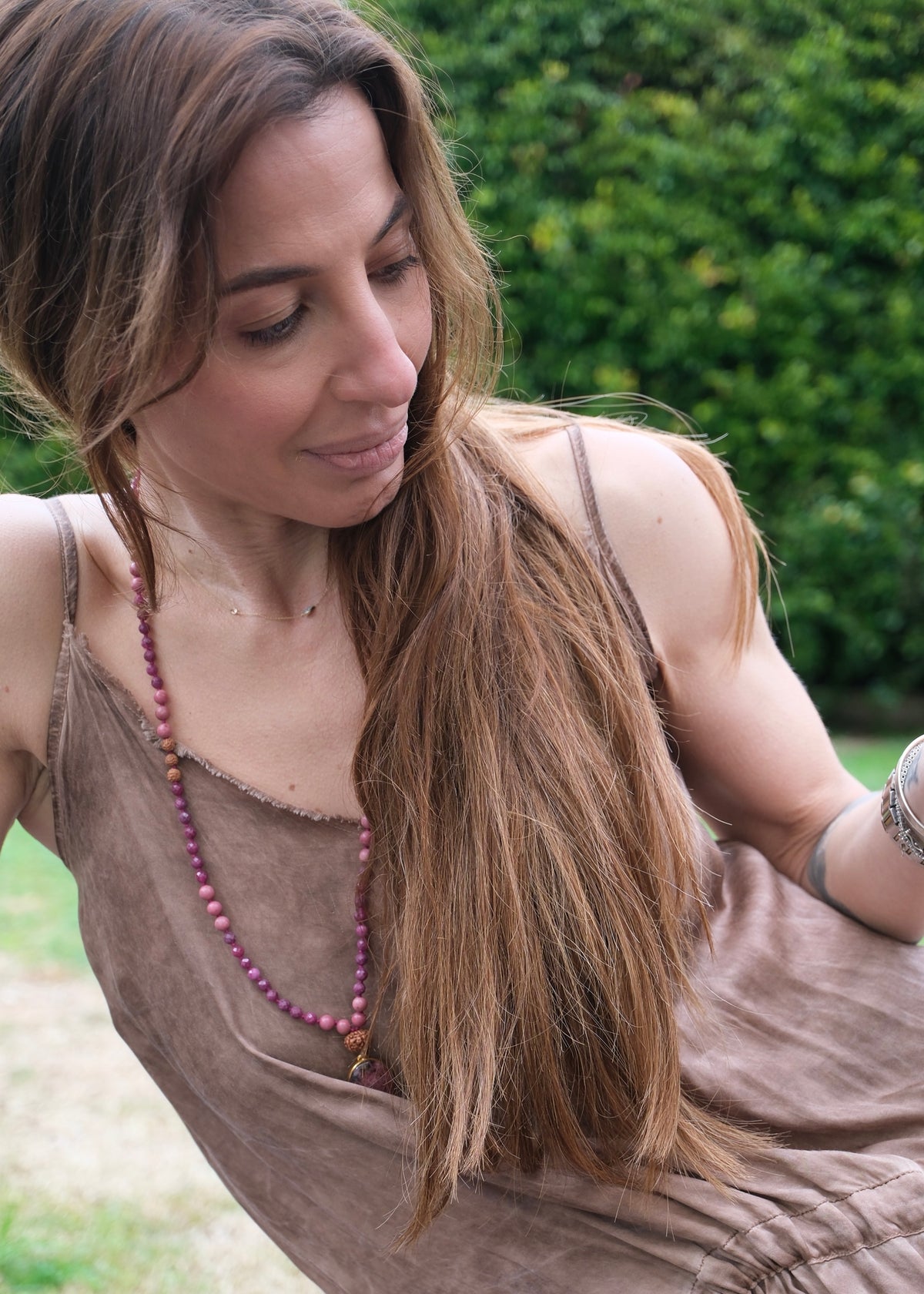 RAJRANI The Sovereign Queen Mala | Ruby, Rhodonite, Rudraksha