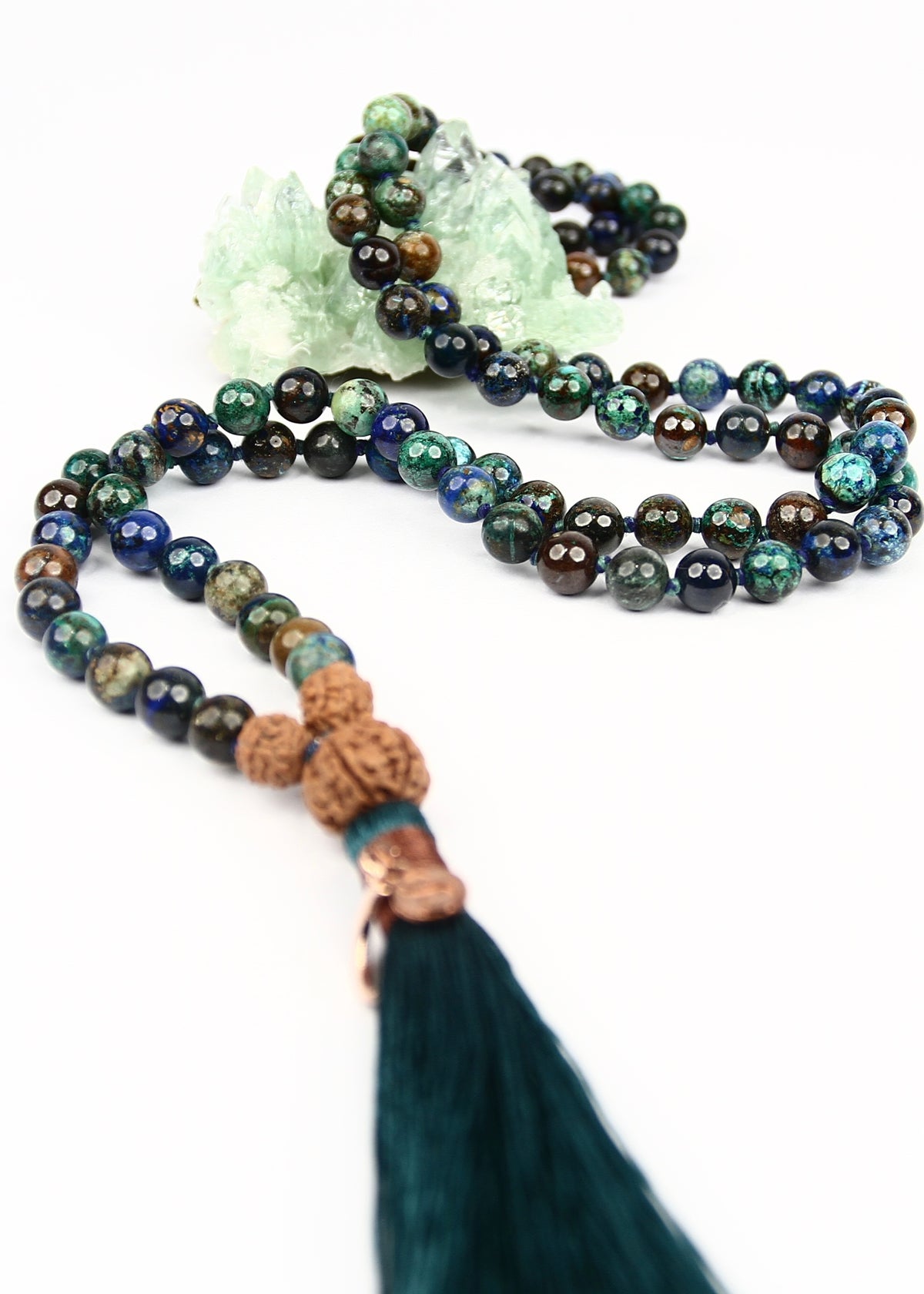 TEJASA Radiant Energy | Chrysocolla, Rudraksha Mala