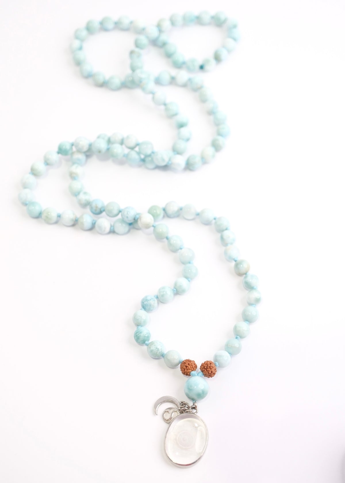 SATYA LOKA SRI DEVI Mala | Sri Yantra, Larimar, Rudraksha Mala