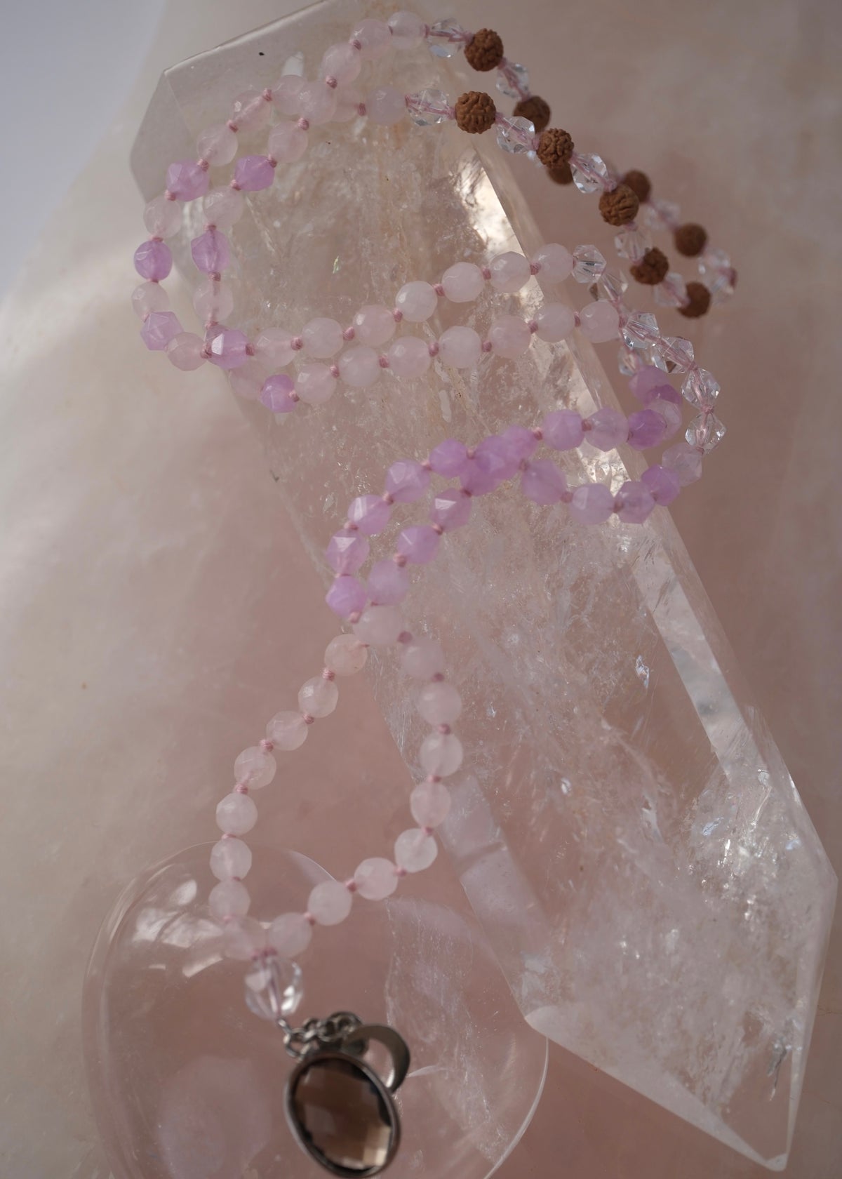 BHAVA Radiating Positivity Mala | Amethyst Herkimer, Smoky &amp; Rose Quartz