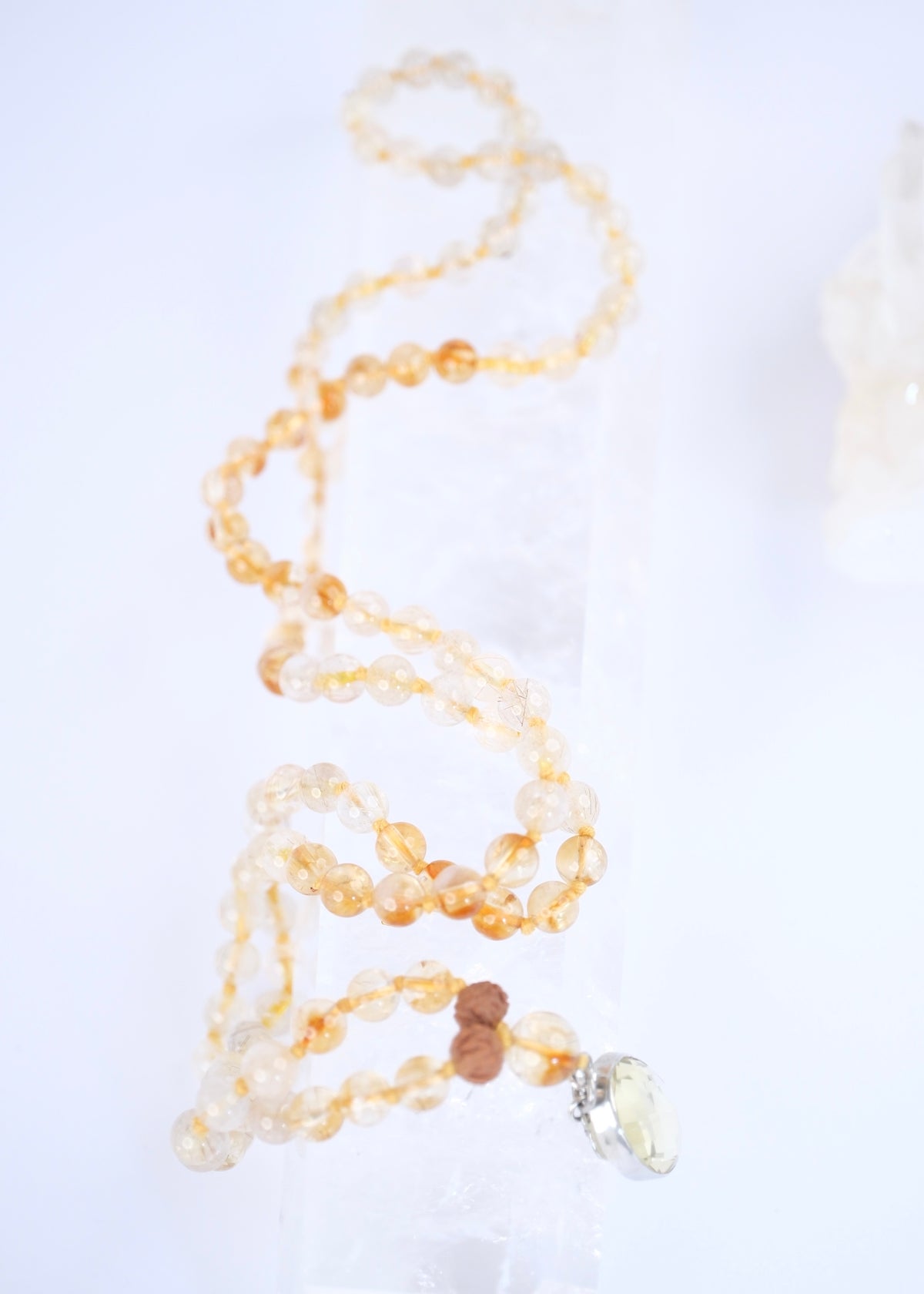 SOLAR PLEXUS Chakra Mala | Citrine, Lemon Quartz & Rudraksha