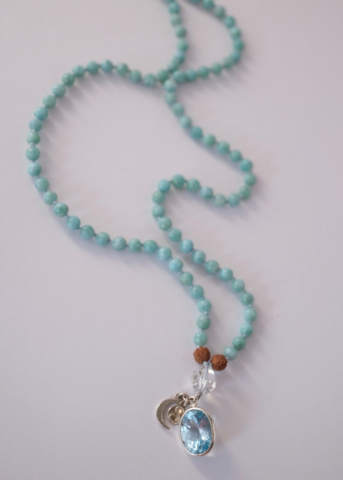 MANASAROVAR Many Treasures Mala | Larimar, Topaz