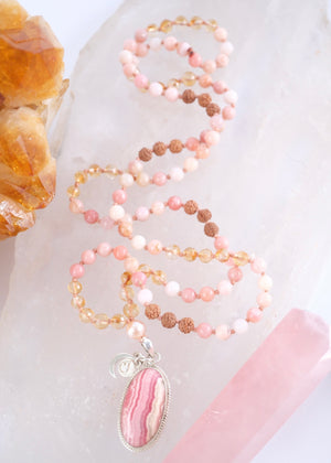 ATMA PREMA ‘The Sacred Self Love’ Mala | Rhodochrosite, Citrine, Pink Opal
