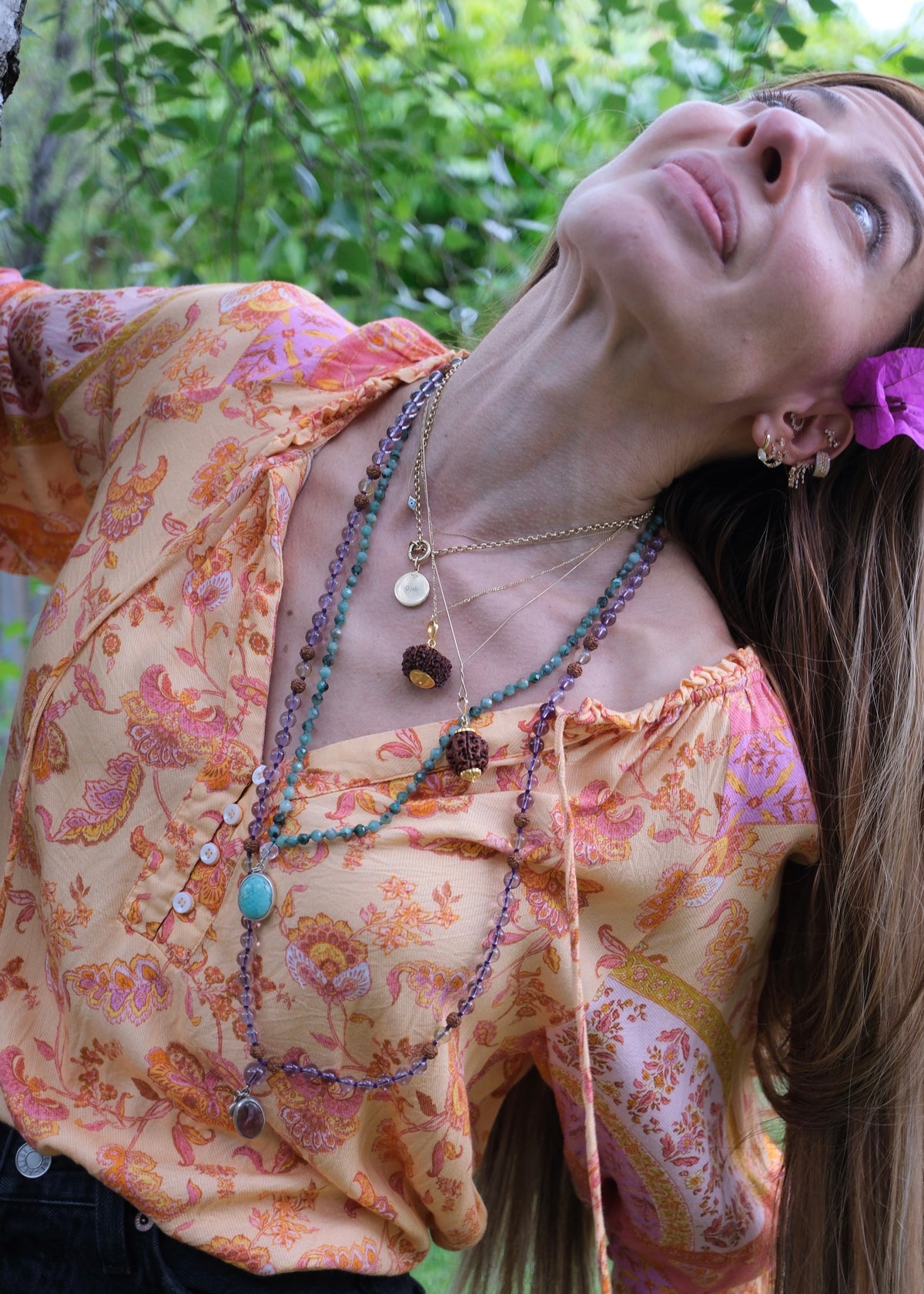 EKAANTA Mala | Finest Persian Turquoise Pendant and Emerald