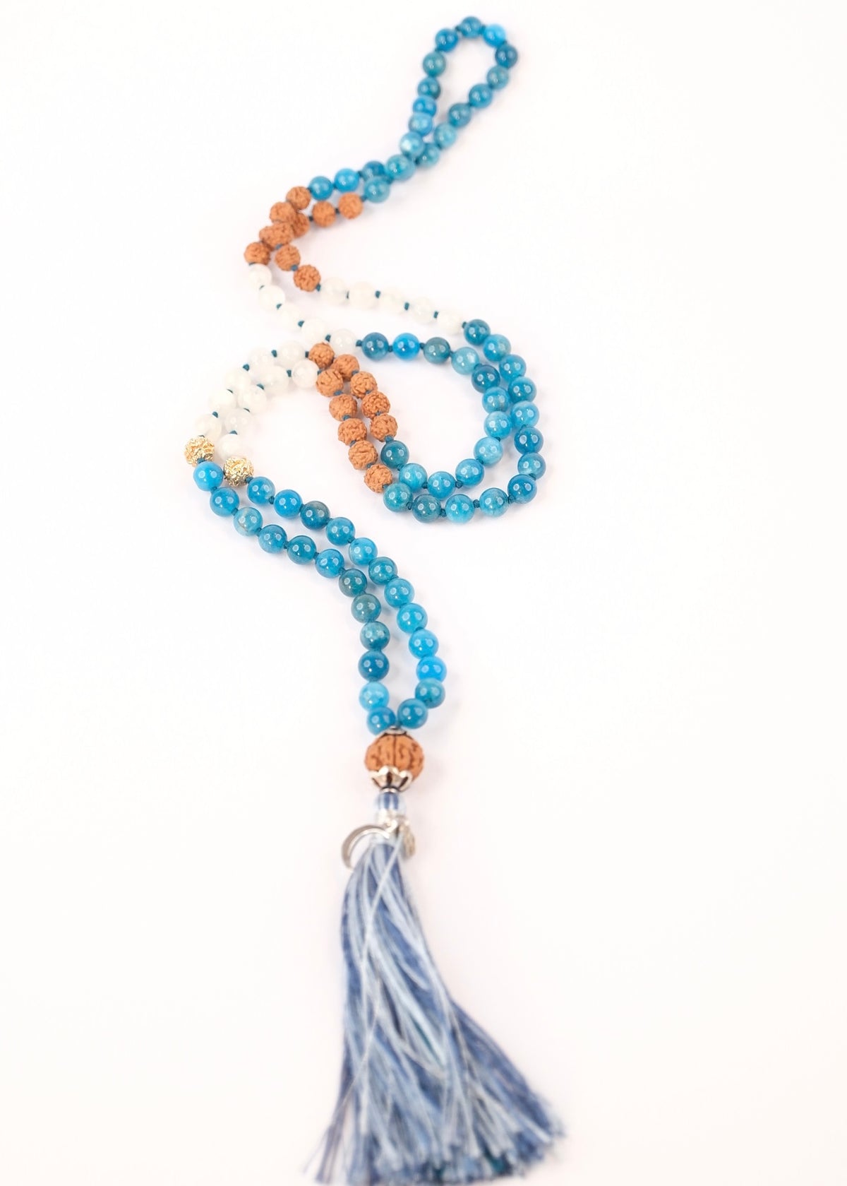 JAYA VIJAYA Victory of Souls Purpose Mala | Apatite, Moonstone, Silver