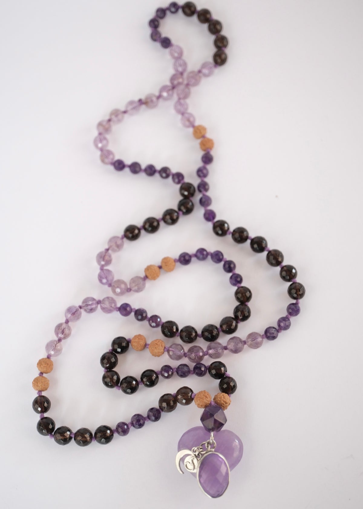 Smoky Quartz and Amethyst Mala for the Spiritual Warrior and practitioner. 108 Mala Beads