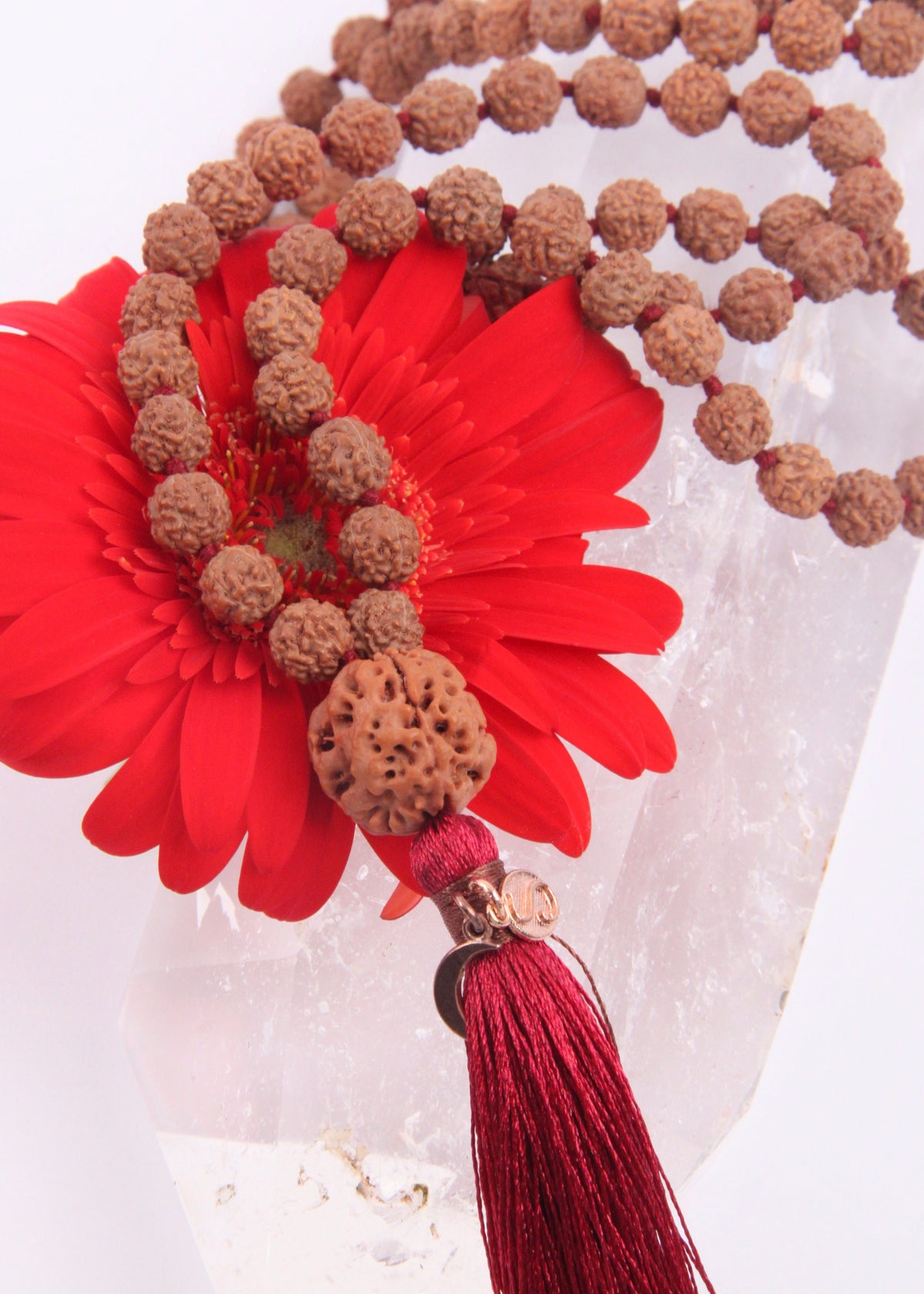 ADI Original Trinity Mala | Large Rudraksha with 3 Mukhi Guru bead. Meditation Mala