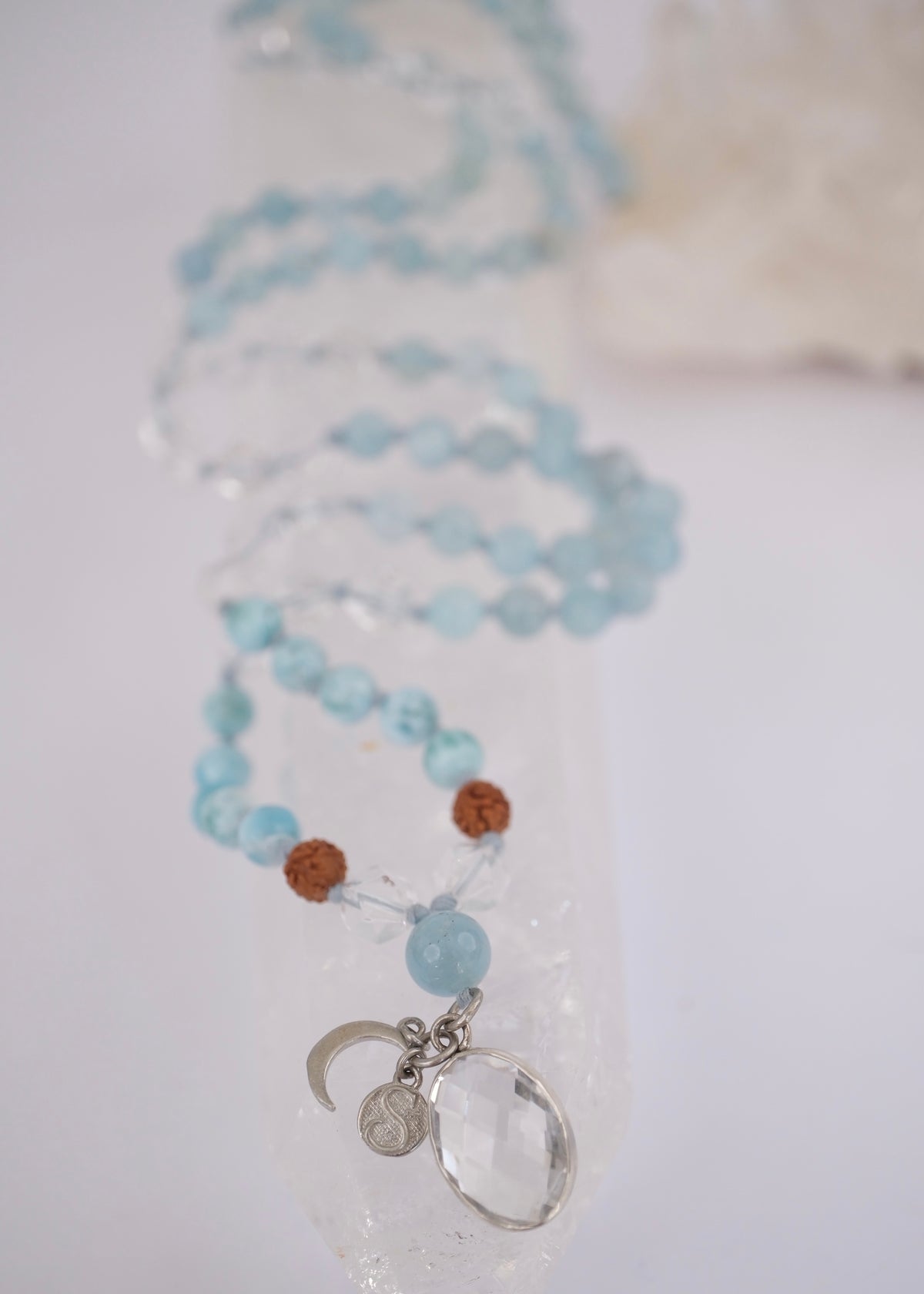 ENLIGHTEN Mala | Larimar, Aquamarine, Herkimer & Quartz