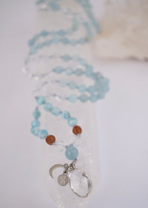 ENLIGHTEN Mala | Larimar, Aquamarine, Herkimer & Quartz