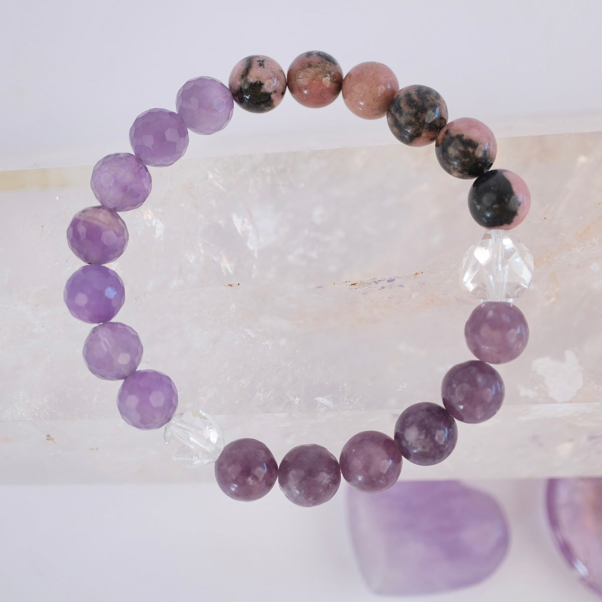 Aushadhi Devi ‘Restoring Wholeness’ | Amethyst, Lepidolite, Rhodonite & Herkimer